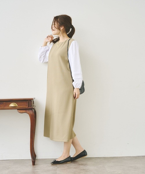 Chez toi(シェトワ)の「袖布帛カットワンピース(ワンピース・レディース・カーキ/ブラック/ブルー・FREE)」の13枚目の写真