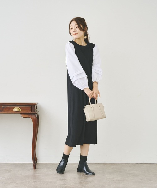 Chez toi(シェトワ)の「袖布帛カットワンピース(ワンピース・レディース・カーキ/ブラック/ブルー・FREE)」の18枚目の写真