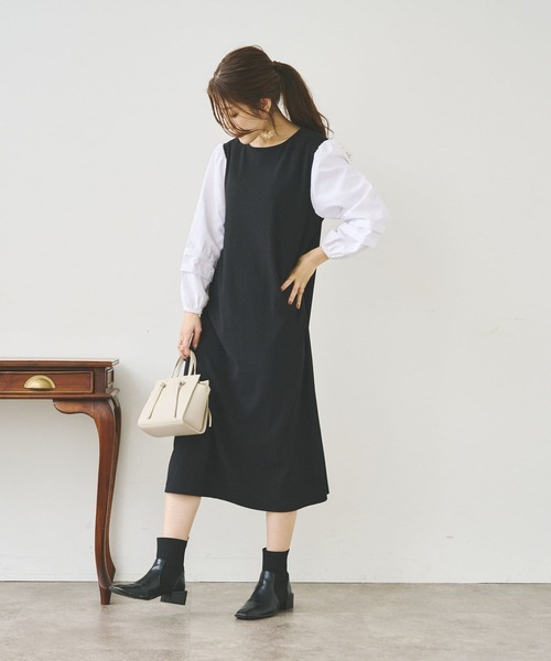 Chez toi(シェトワ)の「袖布帛カットワンピース(ワンピース・レディース・カーキ/ブラック/ブルー・FREE)」の20枚目の写真