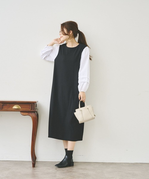 Chez toi(シェトワ)の「袖布帛カットワンピース(ワンピース・レディース・カーキ/ブラック/ブルー・FREE)」の21枚目の写真