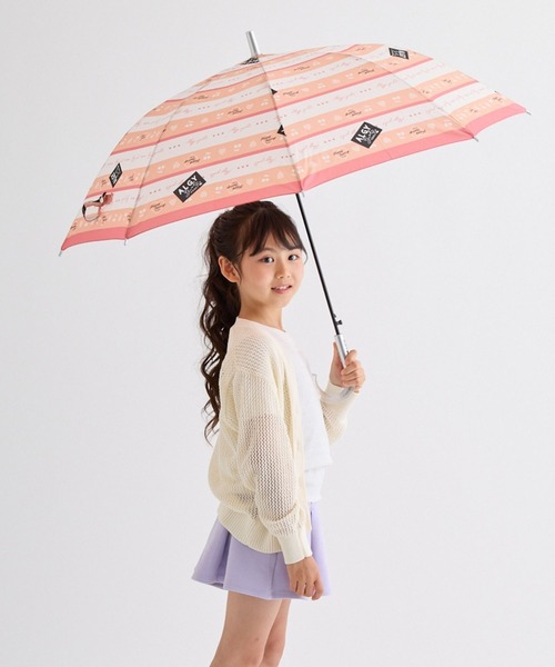 キッズ 子供傘 長傘 透明窓 UVカット ”ハートボーダー”（長傘）｜algy