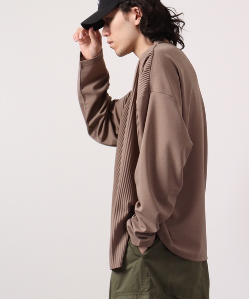 Bling Leads（ブリングリーズ）の「Bling Leads クレープBIGクルーネック長袖Tee（Tシャツ/カットソー・メンズ・ブラック/グレイッシュベージュ・M/L）」の8枚目の写真