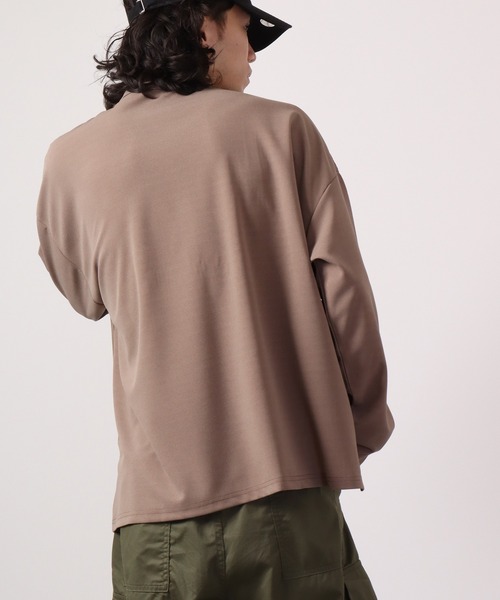 Bling Leads（ブリングリーズ）の「Bling Leads クレープBIGクルーネック長袖Tee（Tシャツ/カットソー・メンズ・ブラック/グレイッシュベージュ・M/L）」の10枚目の写真