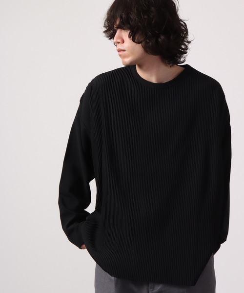 Bling Leads（ブリングリーズ）の「Bling Leads クレープBIGクルーネック長袖Tee（Tシャツ/カットソー・メンズ・ブラック/グレイッシュベージュ・M/L）」の3枚目の写真