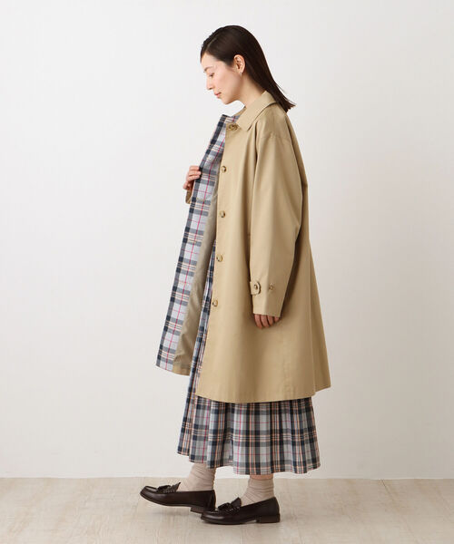 Afternoon Tea（アフタヌーンティー）の「タータンチェック柄ステンカラーコート（ステンカラーコート・レディース・ベージュ/カーキ・MEDIUM）」の7枚目の写真