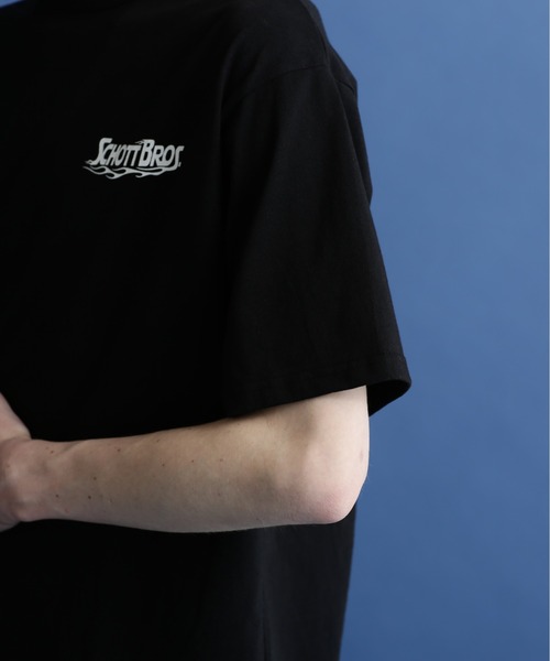 schott（ショット）の「Schott/ショット/SS T-SHIRT "FIRE SCRIPT"/"ファイア スクリプト" Tシャツ（Tシャツ/カットソー・メンズ・オフホワイト/サックスブルー/ブラック/オレンジ・M/XL/L/2XL）」の17枚目の写真