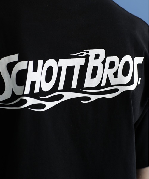 schott（ショット）の「Schott/ショット/SS T-SHIRT "FIRE SCRIPT"/"ファイア スクリプト" Tシャツ（Tシャツ/カットソー・メンズ・オフホワイト/サックスブルー/ブラック/オレンジ・M/XL/L/2XL）」の19枚目の写真