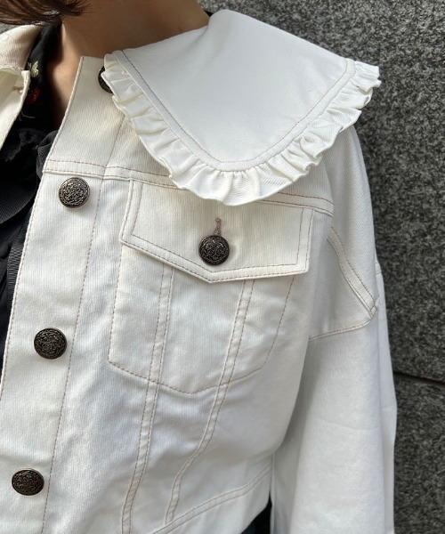 axes femme POETIQUE(アクシーズファムポエティック)の「ビッグ襟ショートブルゾン(ブルゾン・レディース・キナリ/その他/ブラック・MEDIUM)」の9枚目の写真