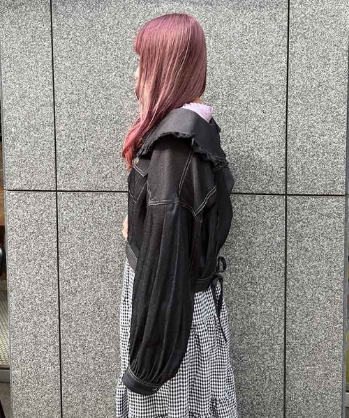 axes femme POETIQUE(アクシーズファムポエティック)の「ビッグ襟ショートブルゾン(ブルゾン・レディース・キナリ/その他/ブラック・MEDIUM)」の10枚目の写真