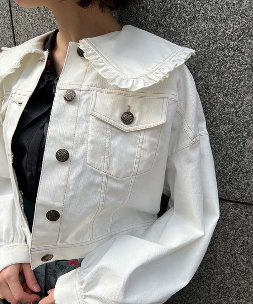 axes femme POETIQUE(アクシーズファムポエティック)の「ビッグ襟ショートブルゾン(ブルゾン・レディース・キナリ/その他/ブラック・MEDIUM)」の14枚目の写真