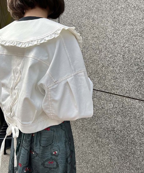 axes femme POETIQUE(アクシーズファムポエティック)の「ビッグ襟ショートブルゾン(ブルゾン・レディース・キナリ/その他/ブラック・MEDIUM)」の15枚目の写真