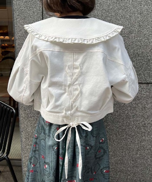 axes femme POETIQUE(アクシーズファムポエティック)の「ビッグ襟ショートブルゾン(ブルゾン・レディース・キナリ/その他/ブラック・MEDIUM)」の17枚目の写真