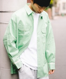 【Dickies】長袖 ワイド ワークシャツ / 両胸ポケット / ディッキーズ