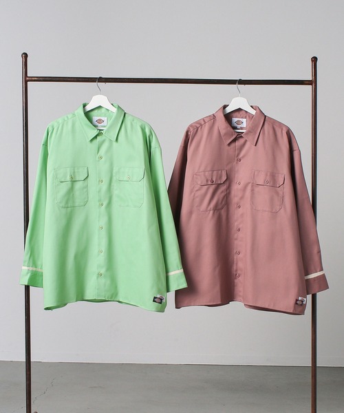 Dickies（ディッキーズ）の「【Dickies】長袖 ワイド ワークシャツ / 両胸ポケット / ディッキーズ（シャツ/ブラウス・メンズ・ブラック/ピンク系/オレンジ/ミント・S/M/L）」の14枚目の写真