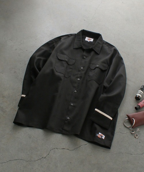 ディッキーズ　LINE6 ワークシャツ 古着 00s Dickies 「SPIDER 6」 LINE 6 ギター アンプ 豪華