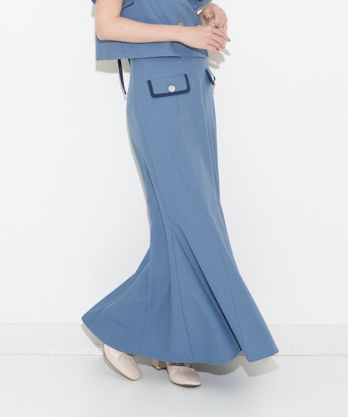 A de a.v.v（アードアー・ヴェ・ヴェ）の「（セットアップ可）サス付きハイウエストマーメイドスカート（スカート・レディース・グレー/ブルー・SMALL/MEDIUM/36/38）」の2枚目の写真