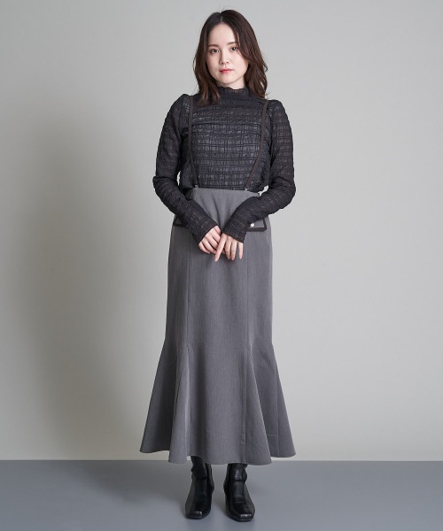 A de a.v.v（アードアー・ヴェ・ヴェ）の「（セットアップ可）サス付きハイウエストマーメイドスカート（スカート・レディース・グレー/ブルー・SMALL/MEDIUM/36/38）」の3枚目の写真