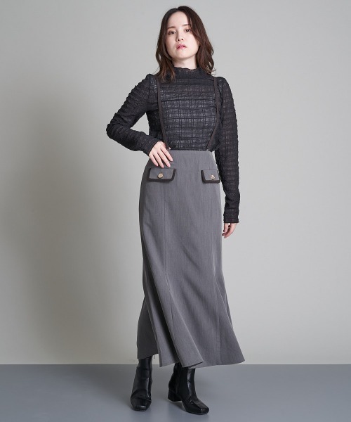 A de a.v.v（アードアー・ヴェ・ヴェ）の「（セットアップ可）サス付きハイウエストマーメイドスカート（スカート・レディース・グレー/ブルー・SMALL/MEDIUM/36/38）」の5枚目の写真