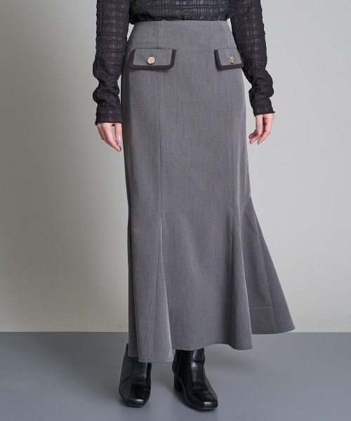 A de a.v.v（アードアー・ヴェ・ヴェ）の「（セットアップ可）サス付きハイウエストマーメイドスカート（スカート・レディース・グレー/ブルー・SMALL/MEDIUM/36/38）」の7枚目の写真