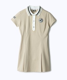 CPG ポロワンピース 黒/白 CPG GOLF（シーピージーゴルフ）の「リブポロワンピース（ワンピース