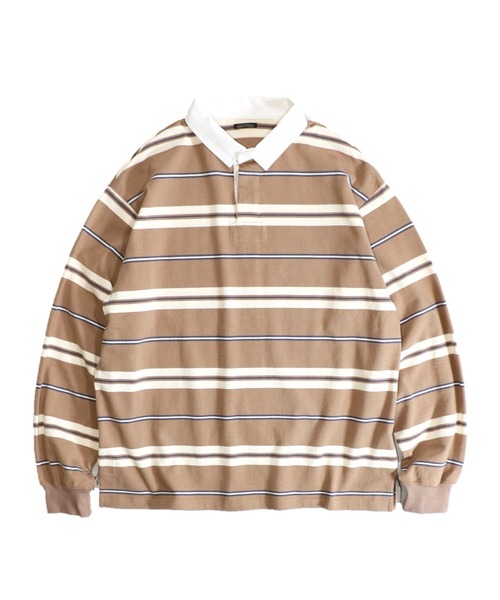 SUNNY  SPORTS（サニースポーツ）の「SUNNY SPORTS/サニースポーツ BORDER STAND LS LAGER SHIRTボーダースタンドL/Sラガーシャツ(ユニセックス)（ポロシャツ・メンズ・サンドベージュ/ネイビー・LARGE/MEDIUM）」の11枚目の写真