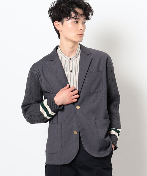 COMME　CA COMMUNE（コムサコミューン）の「ニットコンビ ブレザー（テーラードジャケット・メンズ・ネイビー/ベージュ/チャコール・M/L）」の7枚目の写真