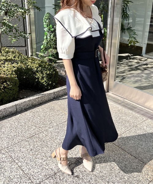 NOMAE（ノーマエ）の「パイピングフリルカラーワンピース（ワンピース