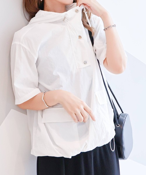Social GIRL(ソーシャルガール)の「アノラックパーカー フードナイロンプルオーバー 半袖(パーカー・レディース・ブラック系その他/ホワイト系その他/グリーン系その他/オフホワイト/カーキ/ブラック・M/L/LL)」の18枚目の写真