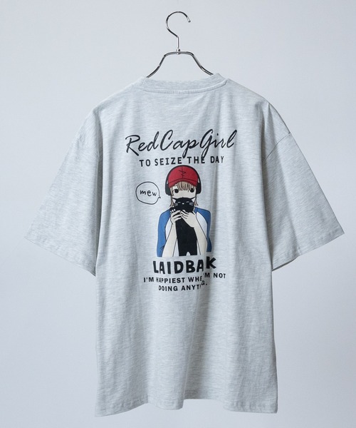 Red Cap Girl(レッドキャプガール)の「【a-r】〔Red Cap Girl/レッドキャップガール〕天竺 バックイラスト ルーズシルエット半袖Tシャツ/ボックスシルエット(Tシャツ/カットソー・メンズ・ブラック/ブルー/ホワイト/グリーン/アッシュグレー/ブラック系その他/ホワイト系その他/ブルー系その他/ホワイト系1/ホワイト系2/グレー系2/グレー系3/ブルー系2/ブラック系2/ホワイト系3/グリーン系3/ブルー系1/グレー系1/ブラック系1/ブラック系3/ブルー系3/パープル系5/ブルー系5/パープル系4/グリーン系5/グレー系4/グレー系5/ライトグレー系4/ライトグレー系5/ホワイト系4/ホワイト系5・MEDIUM/LARGE/X-LARGE)」の14枚目の写真