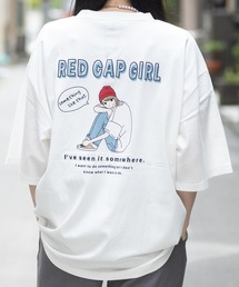 【a-r】〔Red Cap Girl/レッドキャップガール〕天竺 バックイラスト ルーズシルエット半袖Tシャツ/ボックスシルエット