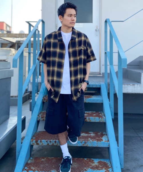 RVCA(ルーカ)の「RVCA/ルーカ チェックシャツ ジップアップ/半袖シャツ オンプレチェック BD041-P01(シャツ/ブラウス・メンズ・イエロー/ホワイト・L/M/XL)」の14枚目の写真