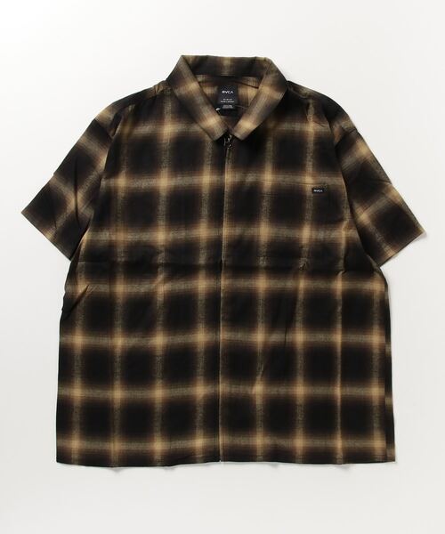 RVCA(ルーカ)の「RVCA/ルーカ チェックシャツ ジップアップ/半袖シャツ オンプレチェック BD041-P01(シャツ/ブラウス・メンズ・イエロー/ホワイト・L/M/XL)」の5枚目の写真