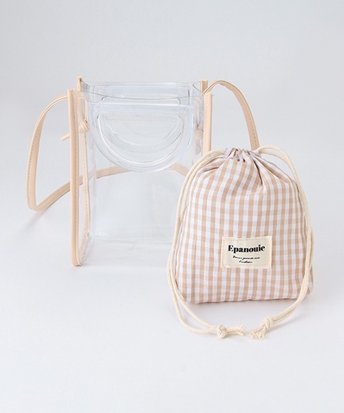 LOVETOXIC（ラブトキシック）の「巾着つきクリアショルダーBAG（バックパック/リュック・キッズ・オフホワイト/ベージュ/サックスブルー/ブラック・FREE）」の6枚目の写真