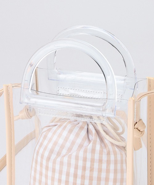 LOVETOXIC（ラブトキシック）の「巾着つきクリアショルダーBAG（バックパック/リュック・キッズ・オフホワイト/ベージュ/サックスブルー/ブラック・FREE）」の7枚目の写真