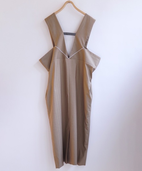 sneeuw（スニュウ）の「フレームジャンパースカート（サロペット/オーバーオール・レディース・チャコールグレー/ベージュ・ONESIZE）」の8枚目の写真