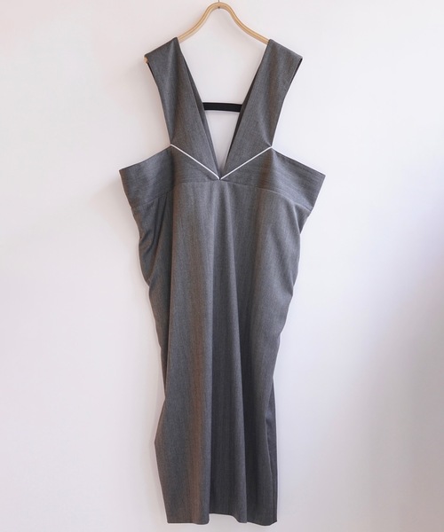 sneeuw（スニュウ）の「フレームジャンパースカート（サロペット/オーバーオール・レディース・チャコールグレー/ベージュ・ONESIZE）」の3枚目の写真