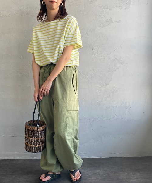 ORCIVAL（オーシバル）の「[ORCIVAL/オーシバル] ワイドシルエット ボートネックTシャツ（Tシャツ/カットソー・レディース・イエロー/ブルー/レッド/グリーン/ネイビー/ブラック・1）」の5枚目の写真