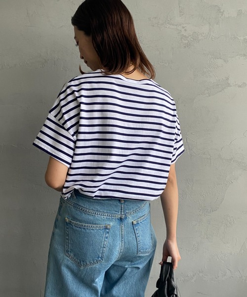 ORCIVAL（オーシバル）の「[ORCIVAL/オーシバル] ワイドシルエット ボートネックTシャツ（Tシャツ/カットソー・レディース・イエロー/ブルー/レッド/グリーン/ネイビー/ブラック・1）」の7枚目の写真