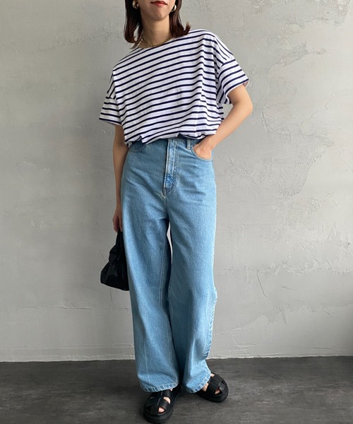 ORCIVAL（オーシバル）の「[ORCIVAL/オーシバル] ワイドシルエット ボートネックTシャツ（Tシャツ/カットソー・レディース・イエロー/ブルー/レッド/グリーン/ネイビー/ブラック・1）」の8枚目の写真