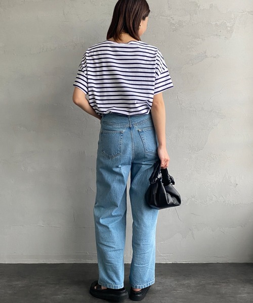 ORCIVAL（オーシバル）の「[ORCIVAL/オーシバル] ワイドシルエット ボートネックTシャツ（Tシャツ/カットソー・レディース・イエロー/ブルー/レッド/グリーン/ネイビー/ブラック・1）」の9枚目の写真
