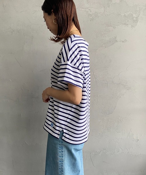 ORCIVAL（オーシバル）の「[ORCIVAL/オーシバル] ワイドシルエット ボートネックTシャツ（Tシャツ/カットソー・レディース・イエロー/ブルー/レッド/グリーン/ネイビー/ブラック・1）」の11枚目の写真