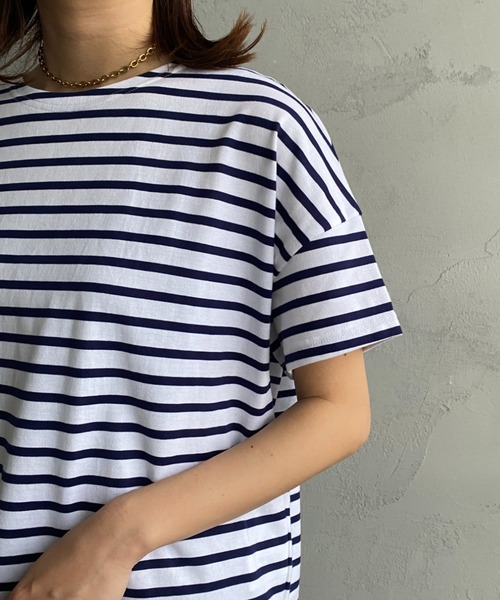 ORCIVAL（オーシバル）の「[ORCIVAL/オーシバル] ワイドシルエット ボートネックTシャツ（Tシャツ/カットソー・レディース・イエロー/ブルー/レッド/グリーン/ネイビー/ブラック・1）」の13枚目の写真