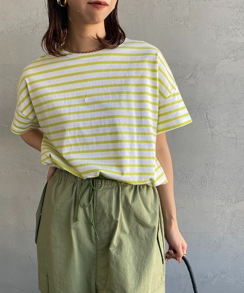 ORCIVAL（オーシバル）の「[ORCIVAL/オーシバル] ワイドシルエット ボートネックTシャツ（Tシャツ/カットソー・レディース・イエロー/ブルー/レッド/グリーン/ネイビー/ブラック・1）」の22枚目の写真