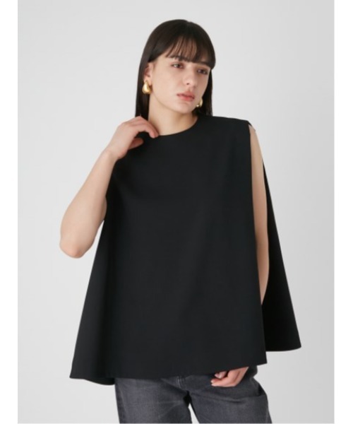 Mila Owen(ミラオーウェン)の「肩タックバックドレープノースリブラウス【ウォッシャブル/手洗い可能】(Tシャツ/カットソー・レディース・ブラック/その他/ホワイト・0/1)」の3枚目の写真
