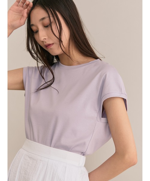 TONAL(トーナル)の「ベーシックノースリT(Tシャツ/カットソー・レディース・ラベンダー/オフホワイト/ブラック・38)」の3枚目の写真