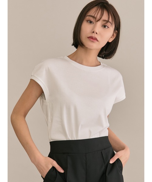 TONAL(トーナル)の「ベーシックノースリT(Tシャツ/カットソー・レディース・ラベンダー/オフホワイト/ブラック・38)」の1枚目の写真