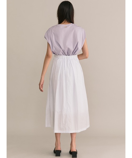 TONAL(トーナル)の「ベーシックノースリT(Tシャツ/カットソー・レディース・ラベンダー/オフホワイト/ブラック・38)」の9枚目の写真