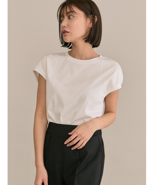 TONAL(トーナル)の「ベーシックノースリT(Tシャツ/カットソー・レディース・ラベンダー/オフホワイト/ブラック・38)」の11枚目の写真