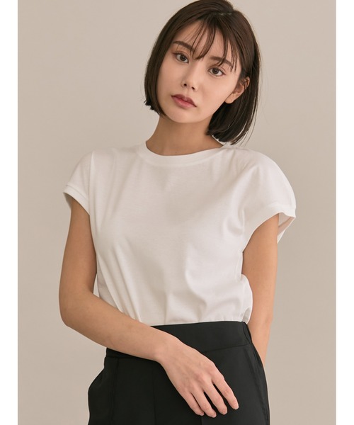 TONAL(トーナル)の「ベーシックノースリT(Tシャツ/カットソー・レディース・ラベンダー/オフホワイト/ブラック・38)」の10枚目の写真