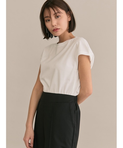 TONAL(トーナル)の「ベーシックノースリT(Tシャツ/カットソー・レディース・ラベンダー/オフホワイト/ブラック・38)」の12枚目の写真